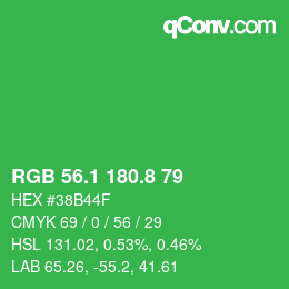 カラーコード: RGB 56.1 180.8 79 | qconv.com