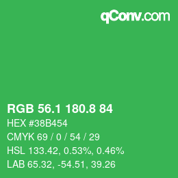 カラーコード: RGB 56.1 180.8 84 | qconv.com