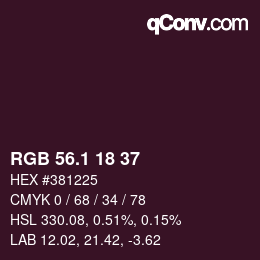 カラーコード: RGB 56.1 18 37 | qconv.com