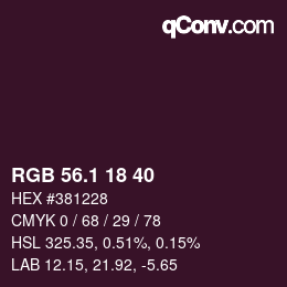 カラーコード: RGB 56.1 18 40 | qconv.com
