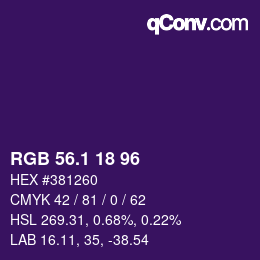 カラーコード: RGB 56.1 18 96 | qconv.com