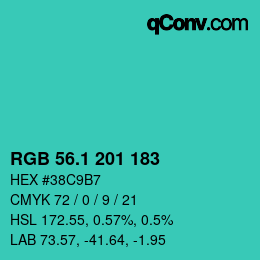 カラーコード: RGB 56.1 201 183 | qconv.com