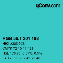カラーコード: RGB 56.1 201 198 | qconv.com