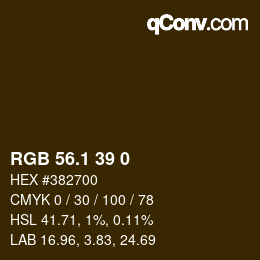 カラーコード: RGB 56.1 39 0 | qconv.com