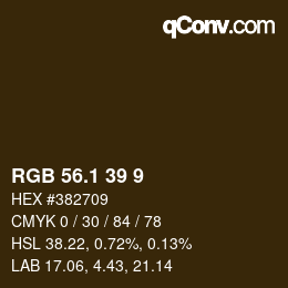 カラーコード: RGB 56.1 39 9 | qconv.com