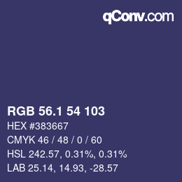 カラーコード: RGB 56.1 54 103 | qconv.com