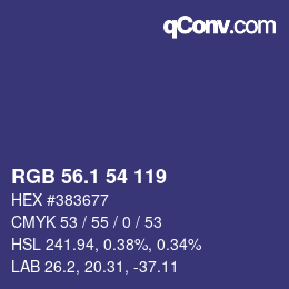 カラーコード: RGB 56.1 54 119 | qconv.com