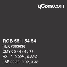 カラーコード: RGB 56.1 54 54 | qconv.com