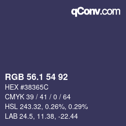 カラーコード: RGB 56.1 54 92 | qconv.com