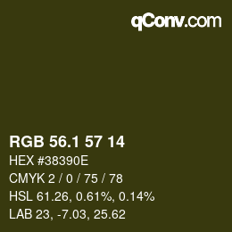 Color code: RGB 56.1 57 14 | qconv.com