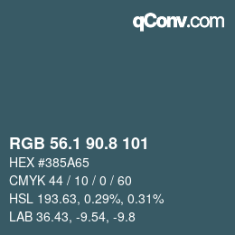Color code: RGB 56.1 90.8 101 | qconv.com