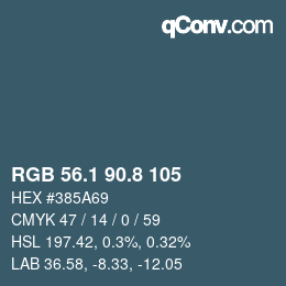 カラーコード: RGB 56.1 90.8 105 | qconv.com