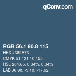 カラーコード: RGB 56.1 90.8 115 | qconv.com