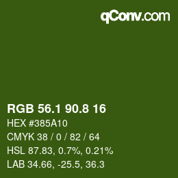 カラーコード: RGB 56.1 90.8 16 | qconv.com