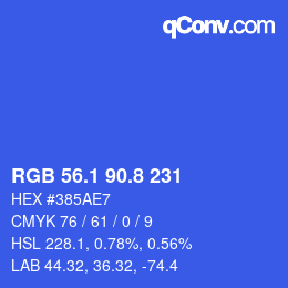 カラーコード: RGB 56.1 90.8 231 | qconv.com
