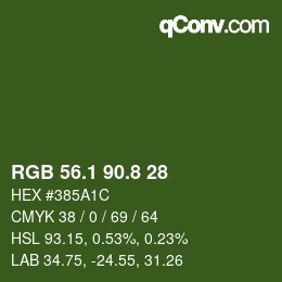 Color code: RGB 56.1 90.8 28 | qconv.com