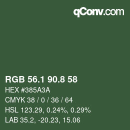 カラーコード: RGB 56.1 90.8 58 | qconv.com