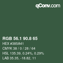 カラーコード: RGB 56.1 90.8 65 | qconv.com