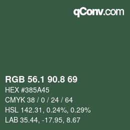 Color code: RGB 56.1 90.8 69 | qconv.com