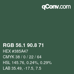 カラーコード: RGB 56.1 90.8 71 | qconv.com