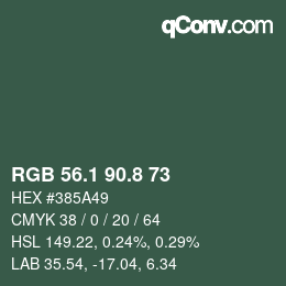 カラーコード: RGB 56.1 90.8 73 | qconv.com