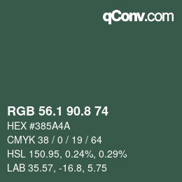 カラーコード: RGB 56.1 90.8 74 | qconv.com