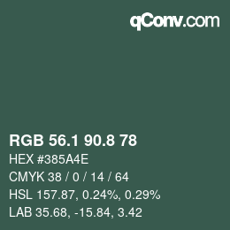 カラーコード: RGB 56.1 90.8 78 | qconv.com