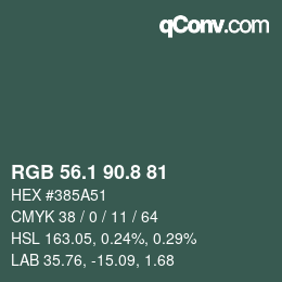 Color code: RGB 56.1 90.8 81 | qconv.com