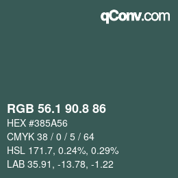 カラーコード: RGB 56.1 90.8 86 | qconv.com