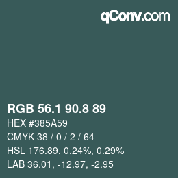 Color code: RGB 56.1 90.8 89 | qconv.com