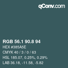 Color code: RGB 56.1 90.8 94 | qconv.com