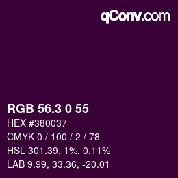 カラーコード: RGB 56.3 0 55 | qconv.com