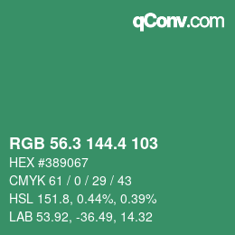 カラーコード: RGB 56.3 144.4 103 | qconv.com