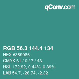 カラーコード: RGB 56.3 144.4 134 | qconv.com