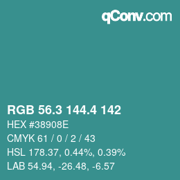 カラーコード: RGB 56.3 144.4 142 | qconv.com