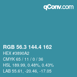 カラーコード: RGB 56.3 144.4 162 | qconv.com