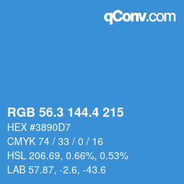 カラーコード: RGB 56.3 144.4 215 | qconv.com
