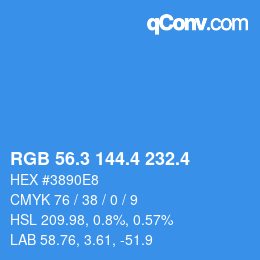 カラーコード: RGB 56.3 144.4 232.4 | qconv.com