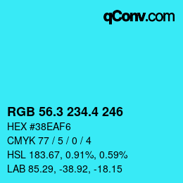 カラーコード: RGB 56.3 234.4 246 | qconv.com