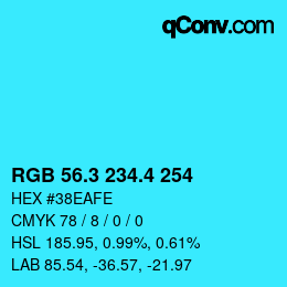 カラーコード: RGB 56.3 234.4 254 | qconv.com