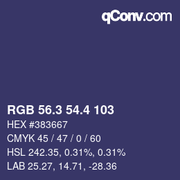 カラーコード: RGB 56.3 54.4 103 | qconv.com