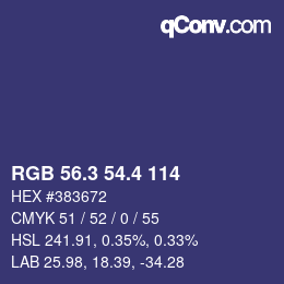 カラーコード: RGB 56.3 54.4 114 | qconv.com