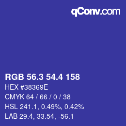 カラーコード: RGB 56.3 54.4 158 | qconv.com