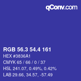 カラーコード: RGB 56.3 54.4 161 | qconv.com