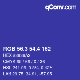 カラーコード: RGB 56.3 54.4 162 | qconv.com