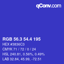 カラーコード: RGB 56.3 54.4 195 | qconv.com