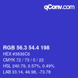 カラーコード: RGB 56.3 54.4 198 | qconv.com