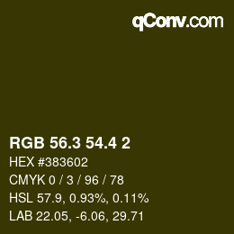 カラーコード: RGB 56.3 54.4 2 | qconv.com