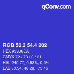 カラーコード: RGB 56.3 54.4 202 | qconv.com