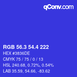 カラーコード: RGB 56.3 54.4 222 | qconv.com